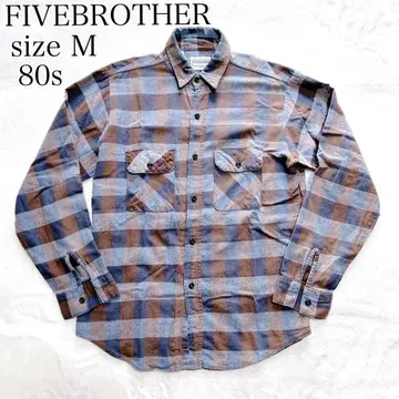 좋은 배색 FIVEBROTHER 플란넬 셔츠 블록 체크 USA제 M