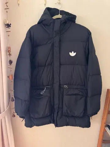 아디다스 후드 부착 다운 자켓 블랙