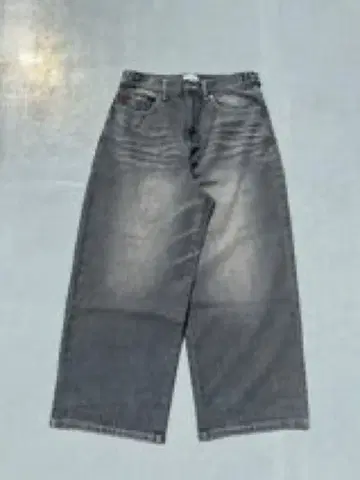 그레이 와이드 레그 데님 팬츠