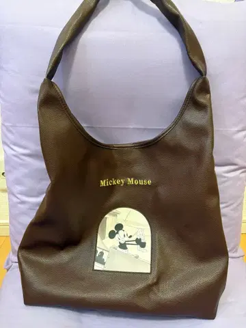 디즈니 미키마우스 원숄더 레이어드 디자인 토트백 브라운