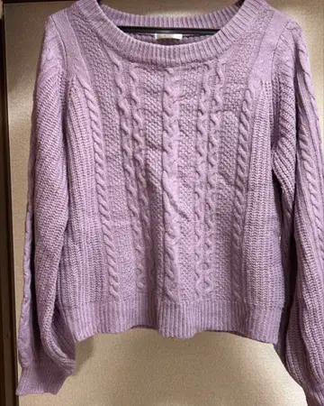 라벤더 케이블 니트 스웨터 F 사이즈