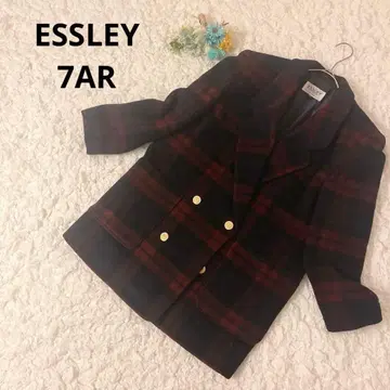 쓰리 더블 브레스트 울 자켓 긴팔 체크 무늬 골드 버튼 7AR