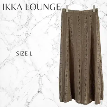 이카 라운지 시스루 편직 허리밴딩 페미닌 플레어 롱 스커트 L