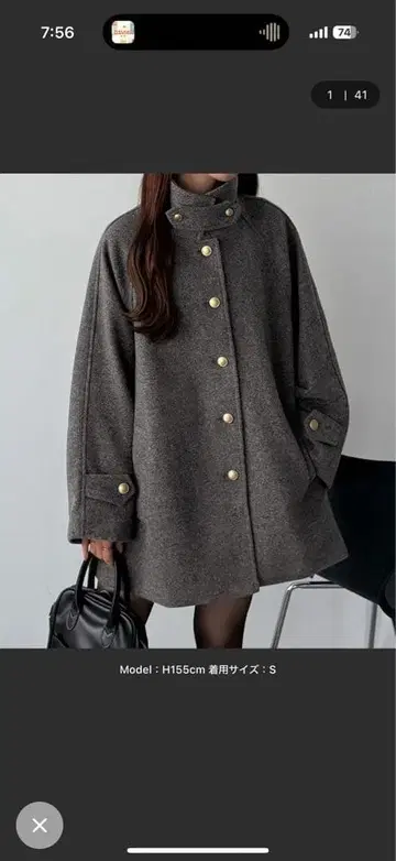 [callautia/미사용 새상품] 골드 버튼 미들 코트