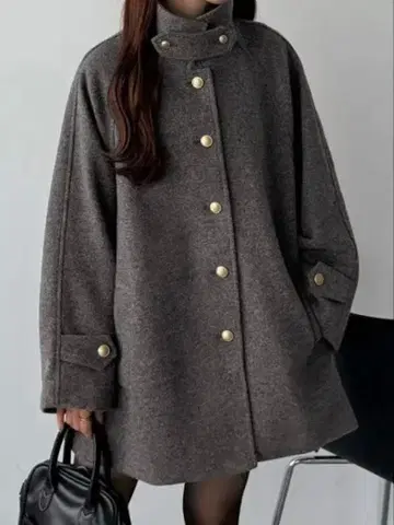 [callautia/미사용 새상품] 골드 버튼 미들 코트