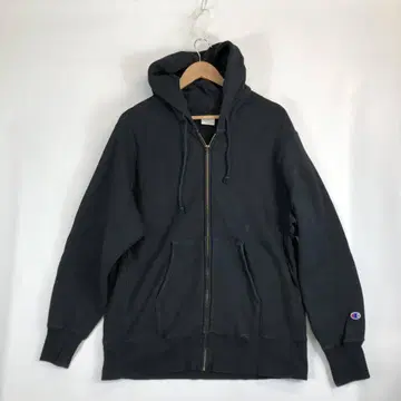 복각 단색 택 챔피온 리버스 위브 풀 집업 후드티 블랙