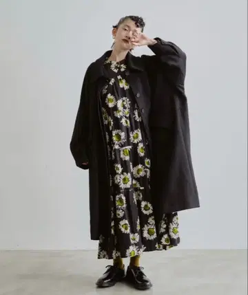 manana 코트 울 스텐카라 코트 블랙 스텐카라 코트