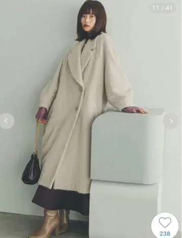 snidel 샤기 롱 코트