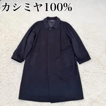 새상품급 캐시미어 100% 롱 코트 스탠드 카라 코트 네이비