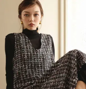 믹스 컬러 트위드 점프 스커트