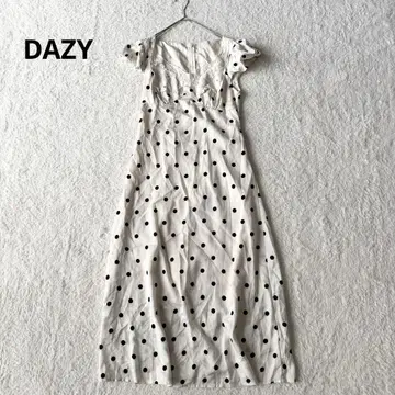 데이지 DAZY 롱 원피스 도트 레이스 드레이프감 S 화이트 계열