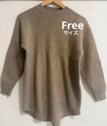 크루넥 니트 여성용 베이지 프리 사이즈