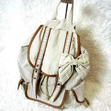 스트라이프 리본 포함 캐주얼 백팩