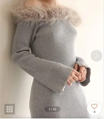 Seemi by NICE CLAUP 퍼 오프숄더 니트 원피스