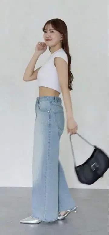 thevon yuna 기획 하이웨스트 스트레이트 데님 팬츠 M