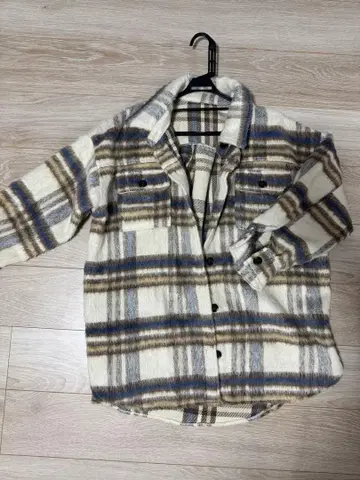 샤기 체크 셔츠 자켓