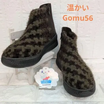 Gomu56 체크 무늬 기모 니트 캐주얼 부츠 M 사이즈