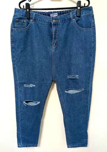 PUNYUS 푸뉴즈 스트레이트 데님 데미지 데님 블루 사이즈 4