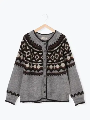 자카드 가디건 그레이