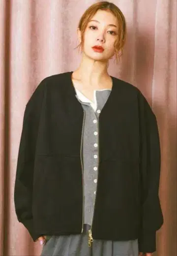 BAYFLOW 베이플로우 노카라 자켓 울 라이크 ZIP 블루종 블랙