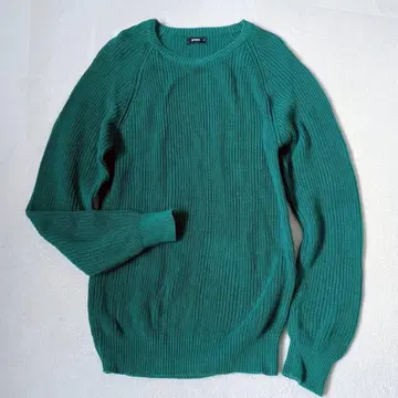 스핀스 리브 크루넥 니트 스웨터 코튼 100% 캐주얼 L