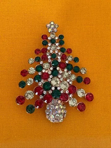 크리스마스 트리 브로치 컬러풀 비즈