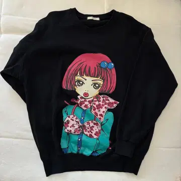 그 남자 그 여자 애니메이션 프린트 맨투맨 M 블랙