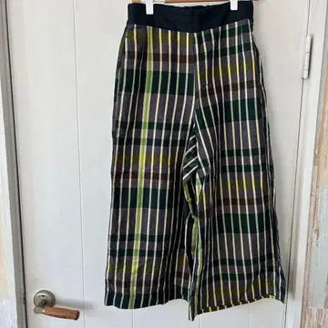 체크 무늬 와이드 팬츠