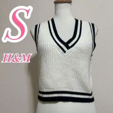 H&M 에이치앤엠 니트 베스트 S 화이트 블랙 캐주얼