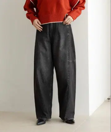 택 포함 새상품 로리즈팜 커브 데님 블랙 L