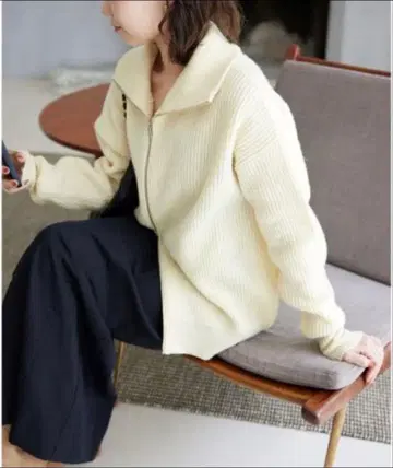 슬로브 이에나 프렌치 울 드라이버 니트 더블 지퍼