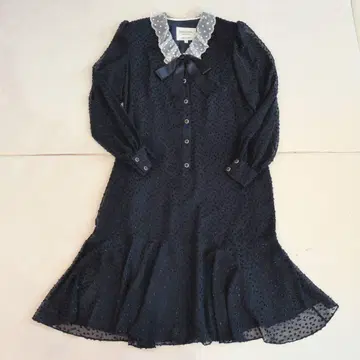 키미지마 빈티지 네이비 긴팔 원피스