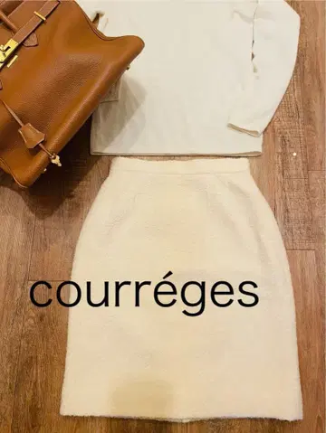 쿠레쥬 파리 모코모코 후와후와 아이보리 타이트 스커트