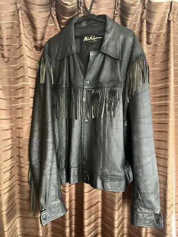 vintage 가죽 자켓 프린지 블루종