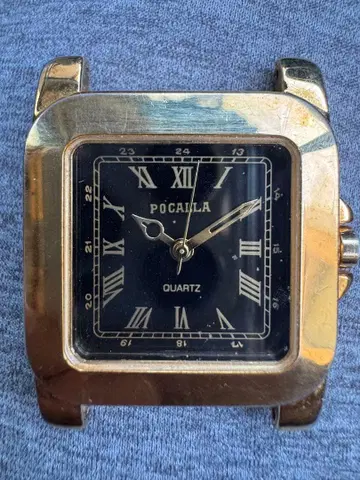 POCILLA 쿼츠 손목시계 스퀘어형 블랙 다이얼