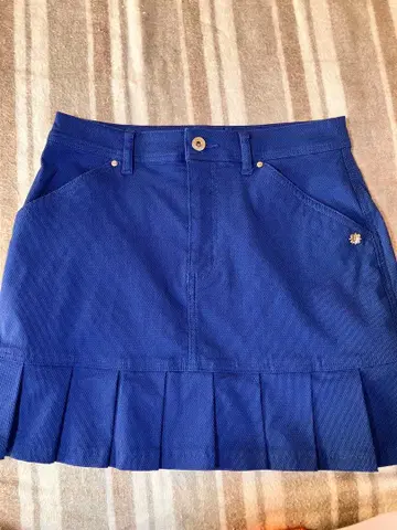 SEANDREWS 밑단 플리츠 스커트 파랑 M 사이즈