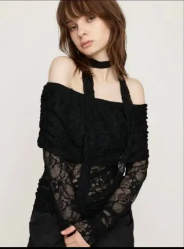 SLY 레이스 오프숄더 상의