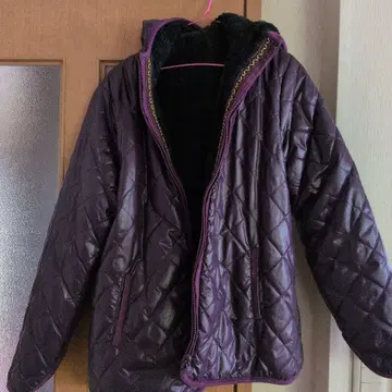 퍼플 퀼팅 다운 자켓