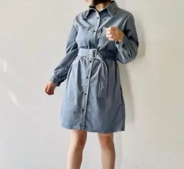 원웨이 빅 칼라 코듀로이 원피스