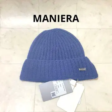 MANIERA 마니에라 니트 모자 캐시미어 네이비 미사용 택 포함