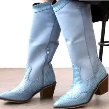 Casselini(캐세리니) 웨스턴풍 집업 롱 부츠 블루