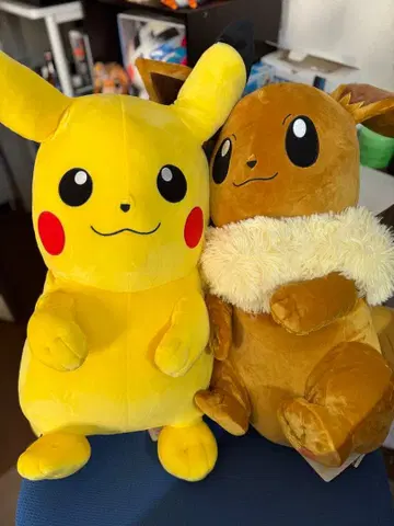 꽉 안아주는 봉제인형 빅 피카츄 빅 이브이 세트