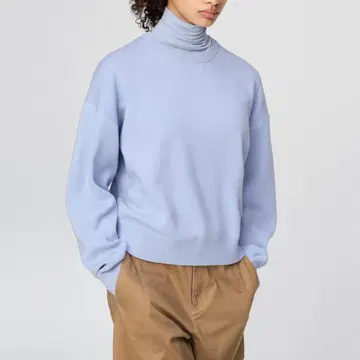 유니클로 C 스무스 코튼 크루넥 스웨터 BULE S 사이즈