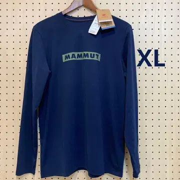 로고 프린트 긴팔 티셔츠 XL 네이비 (1016-01030)