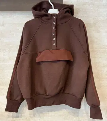 아노락 후드티 브라운 소매 라인 속기모 미사용 새상품