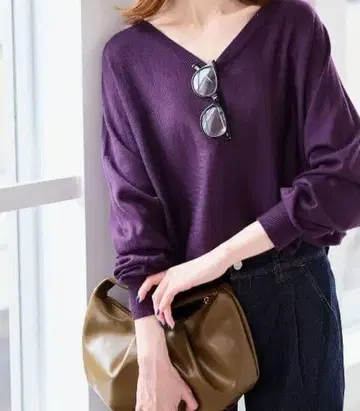 SLOBE IENA 워셔블 돌먼 V넥 풀오버