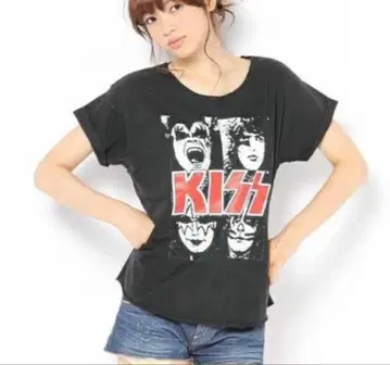 레어 Jouetie x KISS 콜라보 T셔츠 밴딩 T셔츠