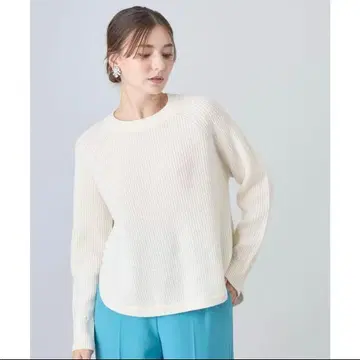 아나이 캐시미어 블렌드 편직 풀오버 38 화이트