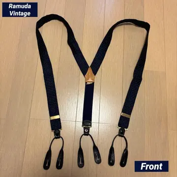 Ramuda 빈티지 서스펜더 네이비 화이트 도트