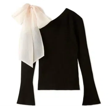 숄더 리본 니트탑 snidel